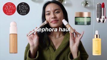 sephora haul try-on | my HITS + what Im returning, rare beauty, kora organics, & biossance