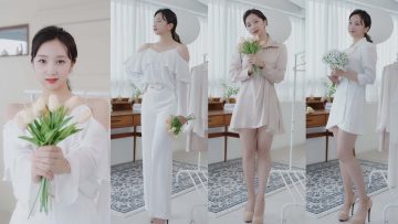 (4K 세로룩북) 눈앞에서 보는 낮저밤이 순백 꽃송의 스몰웨딩 코디 화이트 룩북 LOOKBOOK