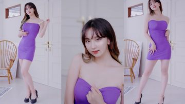 (4K 세로 고화질) 눈앞에서 갈아입는 일본에서 유행하는 보라색 원피스 룩북 챌린지 Onepeice lookbook